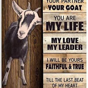 QWEQWEQ Goat Metal Tin Sign I Am Your Friend Partner Funny Poster Cafe Restaurant Kitchen Living Room Bathroom Home Art Wall Decoration Plaque 8inch X 12inch