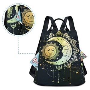 ALAZA Boho Sun Moon Backpack Purse for Women Travel Casual Daypack College Bookbag Work Business Ladies Shoulder Bag