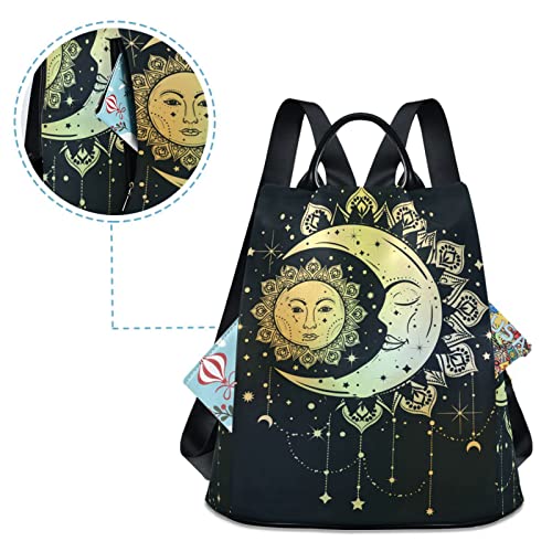 ALAZA Boho Sun Moon Backpack Purse for Women Travel Casual Daypack College Bookbag Work Business Ladies Shoulder Bag