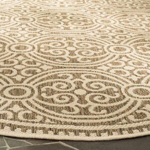 SAFAVIEH Beach House Collection 4' Round Cream/Beige BHS134C Geometric Indoor/ Outdoor Non-Shedding Easy Patio Backyard Porch Deck Mudroom Area Rug