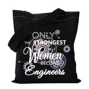 vamsii woman engineer gift tote bag engineering gifts for women only the strongest women become engineers gifts shoulder bag(black tote)