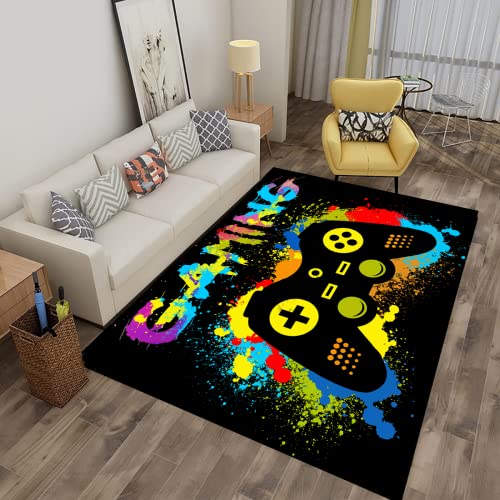 Game Controller Gaming Gamepad Modern Area Rugs Non-Slip Gaming Rug Boys Rugs Gamer Carpets Floor Mat Throw Rugs Doormats Gamer Room Decor Home Decor for Living Room Bedroom 60x39 Inch