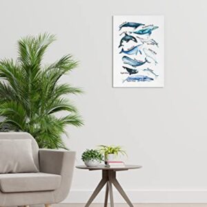 Sea Life Whale Educational Ocean Animal Chart Wall Art Canvas Farmhouse Whale Theme 11x14 Inch Prints Decor For Home Bedroom Living Room Classroom Library Dorm,Gift For Kids Students Classmates