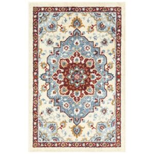 maples rugs stina vintage medallion kitchen rugs non skid accent area carpet [made in usa], blue/red, 2’6″ x 3’10”
