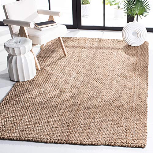 Safavieh Natural Fiber Collection 3' x 3' Square Natural NF189A Handmade Contemporary Rustic Farmhouse Premium Jute Entryway Living Room Foyer Bedroom Accent Rug