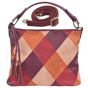 women’s large real genuine leather tote handbag casual travel shoulder crossbody bag colorful fringe top handle hobo purse