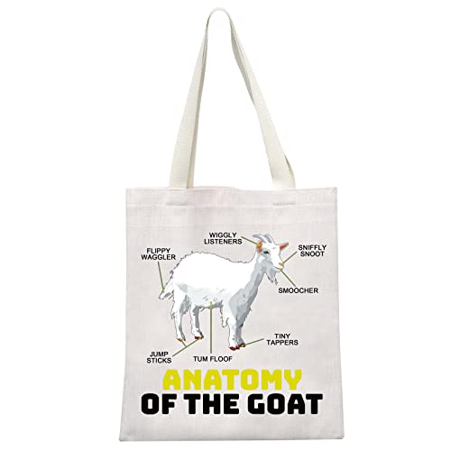 MEIKIUP Goat Lover Tote Bag Goat Themed Gifts Anatomy Of The Goat Pet Goat Gifts Farm Farmer Goat Mom Gift (Anatomy Of The Goat BAG)