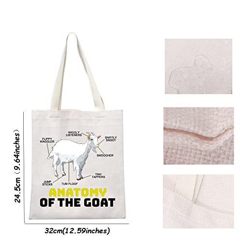 MEIKIUP Goat Lover Tote Bag Goat Themed Gifts Anatomy Of The Goat Pet Goat Gifts Farm Farmer Goat Mom Gift (Anatomy Of The Goat BAG)