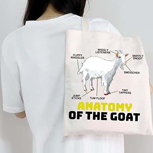 MEIKIUP Goat Lover Tote Bag Goat Themed Gifts Anatomy Of The Goat Pet Goat Gifts Farm Farmer Goat Mom Gift (Anatomy Of The Goat BAG)