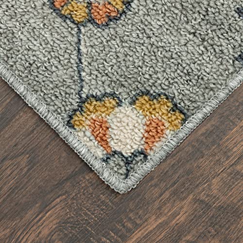 Maples Rugs Fleur Contemporary Motif Kitchen Rugs Non Skid Accent Area Carpet [Made in USA], Radiant Grey, 2'6 x 3'10