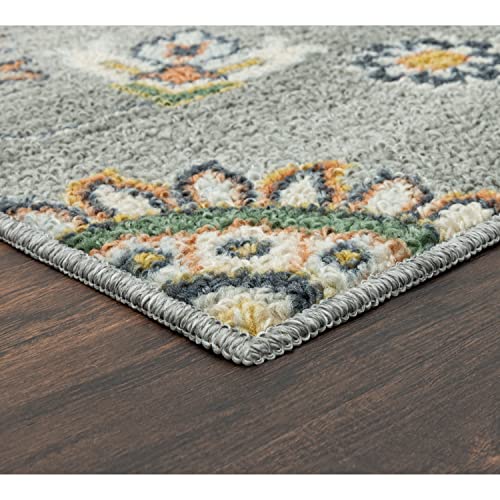 Maples Rugs Fleur Contemporary Motif Kitchen Rugs Non Skid Accent Area Carpet [Made in USA], Radiant Grey, 2'6 x 3'10