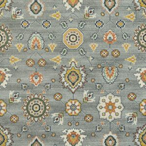 Maples Rugs Fleur Contemporary Motif Kitchen Rugs Non Skid Accent Area Carpet [Made in USA], Radiant Grey, 2'6 x 3'10