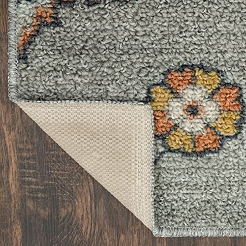 Maples Rugs Fleur Contemporary Motif Kitchen Rugs Non Skid Accent Area Carpet [Made in USA], Radiant Grey, 2'6 x 3'10