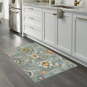 Maples Rugs Fleur Contemporary Motif Kitchen Rugs Non Skid Accent Area Carpet [Made in USA], Radiant Grey, 2'6 x 3'10