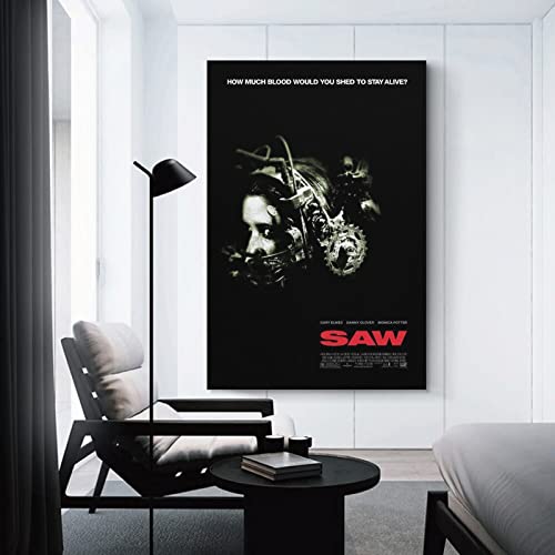 FUWE Horror Movie Saw Locandina Poster Poster Decorative Painting Canvas Wall Art Living Room Posters Bedroom Painting 12x18inch(30x45cm)