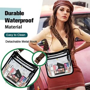 PVC Clear Purse bag Leopard Guitar Strap Clear Bag Stadium Approved Women's Clear Shoulder Crossbody Bag For concert……（Black）…