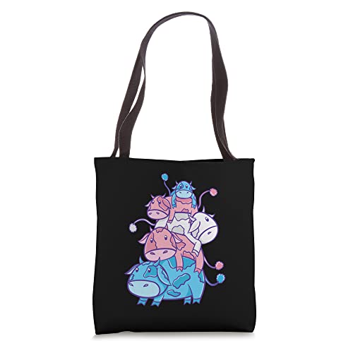 Trans Pride Cow Pile Transgender Tote Bag