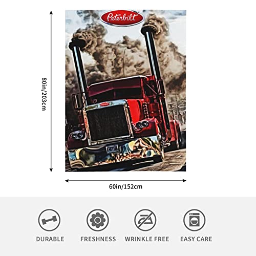 Peterbilt Thicken Double Sided Fleece Blanket Flannel Blanket Thick Fuzzy Warmth Plush Throw Blanket Super Soft Fuzzy Warm Blanket for Autumn,Winter,Bed,Home,Gifts 80"X60" Black