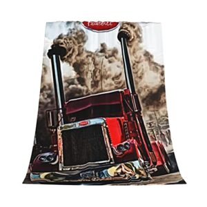 Peterbilt Thicken Double Sided Fleece Blanket Flannel Blanket Thick Fuzzy Warmth Plush Throw Blanket Super Soft Fuzzy Warm Blanket for Autumn,Winter,Bed,Home,Gifts 80"X60" Black