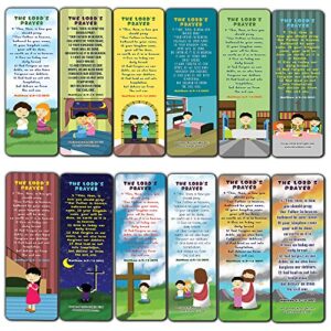 the lord’s prayer bible bookmarks for kids (12-pack) – vbs sunday school easter baptism thanksgiving christmas rewards encouragement gift