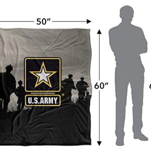 U.S. Army Blanket, 50"x60" U.S. Army Logo with Soldier Silhouette, Silky Touch Sherpa Back Super Soft Throw