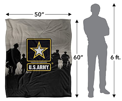 U.S. Army Blanket, 50"x60" U.S. Army Logo with Soldier Silhouette, Silky Touch Sherpa Back Super Soft Throw