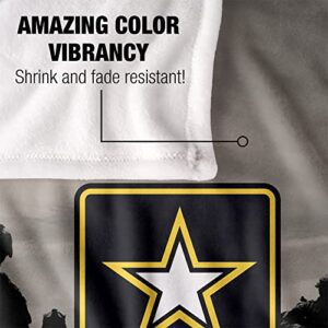 U.S. Army Blanket, 50"x60" U.S. Army Logo with Soldier Silhouette, Silky Touch Sherpa Back Super Soft Throw