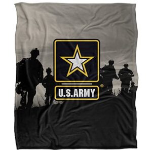 U.S. Army Blanket, 50"x60" U.S. Army Logo with Soldier Silhouette, Silky Touch Sherpa Back Super Soft Throw