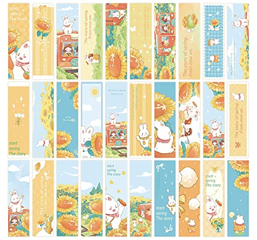 Cute Rabbit Funny Animal Bookmarks, 30 Pcs (Sunflower)