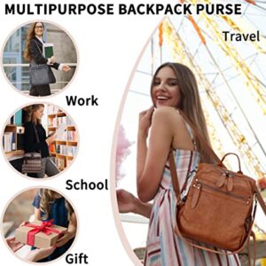 Backpack Purse for Women, Small Faux Leather Convertible Travel Daypack for Girls with Detachable Strap VONXURY