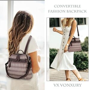 Backpack Purse for Women, Small Faux Leather Convertible Travel Daypack for Girls with Detachable Strap VONXURY