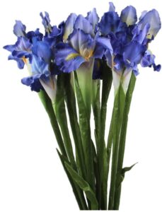 xidmold 4 bundle real touch long stems iris flower silk artificial ireland irish iris fake flower for wedding decor home flower arrangements decoration (blue)