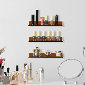 MyGift Transparent Amber Acrylic Wall Shelf, Decorative Storage Display Floating Ledge Shelf Rack, Set of 3