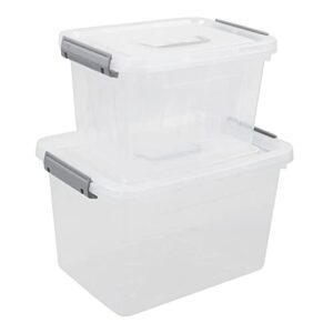 ggbin 12 quart & 6 quart latch storage box bin with handle, 2 packs, clear
