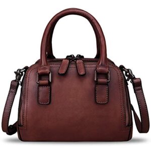 genuine leather handbags for women vintage handmade top-handle handbag purse shoulder bag cowhide satchel bags for ladies