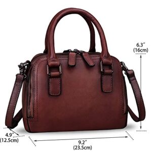 Genuine Leather Handbags for Women Vintage Handmade Top-Handle Handbag Purse Shoulder Bag Cowhide Satchel Bags for Ladies