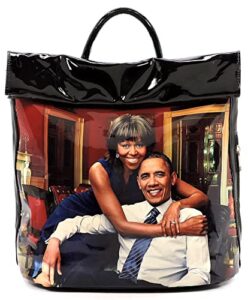 michelle obama magazine cover collage backpack womens fashion purse handbag (#b-multi/bk)
