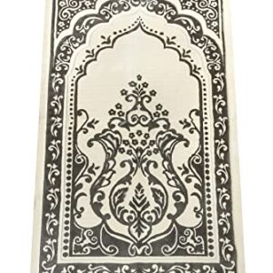 Special Lux Velvet Muslim Prayer Rug | Thick | Janamaz | Sajadah | Soft Islamic Prayer Rug | Islamic Gifts | Prayer Carpet Mat, Elegant, Grey