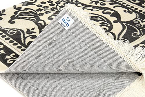 Special Lux Velvet Muslim Prayer Rug | Thick | Janamaz | Sajadah | Soft Islamic Prayer Rug | Islamic Gifts | Prayer Carpet Mat, Elegant, Grey