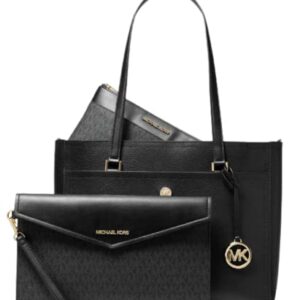 MICHAEL Michael Kors Maisie Large Pebbled Leather 3-IN-1 Tote Bag (Black)