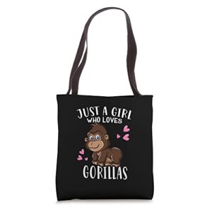 funny gorilla lover just a girl who loves gorillas tote bag