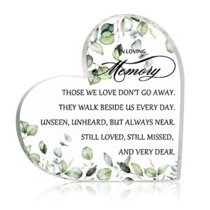 sympathy gift in loving memory bereavement gift acrylic heart memorial gift sympathy table decorations present for loss of loved one remembrance gift (leaves style)