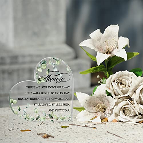 Sympathy Gift In Loving Memory Bereavement Gift Acrylic Heart Memorial Gift Sympathy Table Decorations Present for Loss of Loved One Remembrance Gift (Leaves Style)