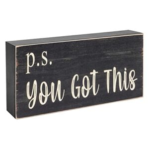 esur motivational home office desk black decor – farmhouse wooden box sign gift for women – p.s. you got this