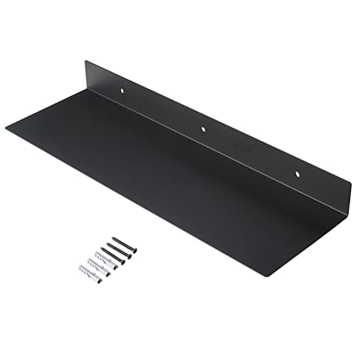 Hui Shun L-Shaped Black Metal Floating Shelf Modern Heavy Duty Wall Mount Shelf 5inch*20inch 1 Pack