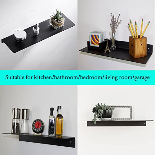 Hui Shun L-Shaped Black Metal Floating Shelf Modern Heavy Duty Wall Mount Shelf 5inch*20inch 1 Pack