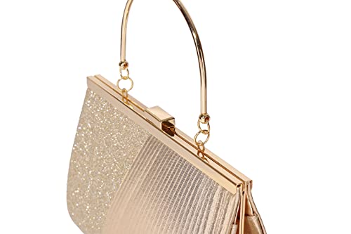 DETARA Women Evening Bags Glitter Sequins Clutch Purses for Women Shiny Handbag Formal Wedding Party Prom Purse(Champagne AX2578)