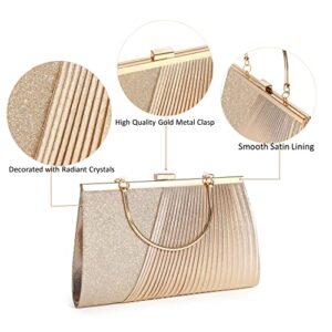 DETARA Women Evening Bags Glitter Sequins Clutch Purses for Women Shiny Handbag Formal Wedding Party Prom Purse(Champagne AX2578)