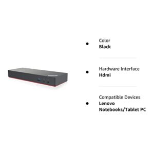 Lenovo ThinkPad Thunderbolt 3 Dock Gen 2 135W (40AN0135) Dual UHD 4K Display Capability, 2 HDMI, 2 DP, USB-C, USB 3.1 with 3 Years Warranty Card