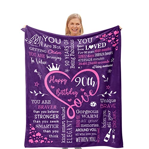 Omokil 90th Birthday Gifts for Women/Men, Best 90th Birthday Gifts, 1933 Birthday Gifts, 90 Year Old Present Ideas for Grandma, Mom, Friend, Sister, Wife, Teacher, Aunt, Coworker Blanket (50" X 60")